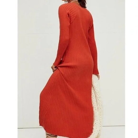 Free People Beach Walk About Ribbed Maxi Dress In Rust Ashore New Size Small - Picture 4 of 9